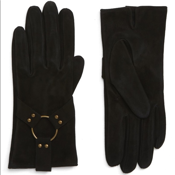Frye Accessories - FRYE LAMBSKIN SUEDE LEATHER GLOVES BLACK SMALL